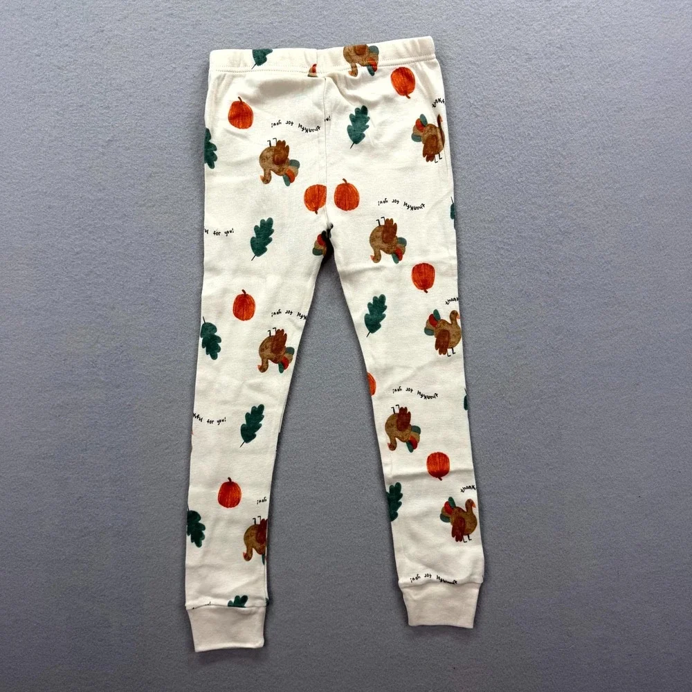 Carters 2 Piece Pajama Set Toddler Kids 6/6A Cream Thanksgiving Fall Pattern PJs